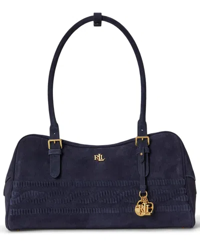 Ralph Lauren Cable-embossed Medium Marcy Zip Satchel Bag In Lauren Navy