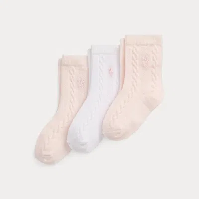 Ralph Lauren Babies' Cable-knit Ankle Sock 3-pack In Assorted In Multi