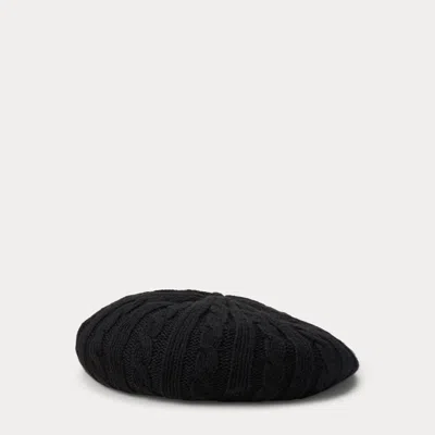 Ralph Lauren Cable-knit Beret In Black