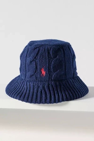 Ralph Lauren Cable-knit Bucket Hat In Blue