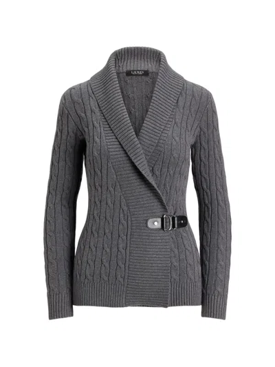 Ralph Lauren Cable-knit Buckled Cardigan In Gray