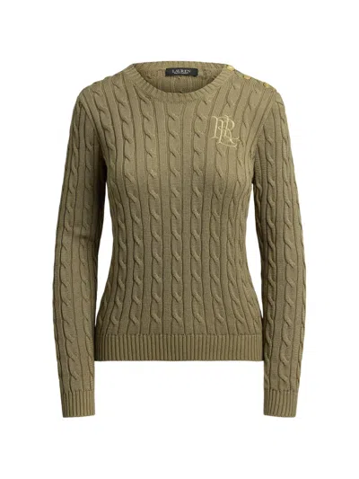 Ralph Lauren Cable-knit Button-detail Sweater In Green