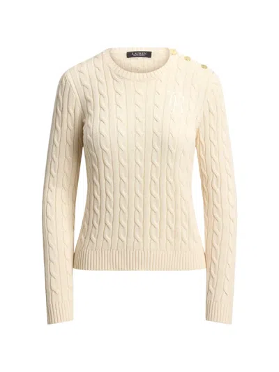 Ralph Lauren Cable-knit Button-detail Sweater In Neutral