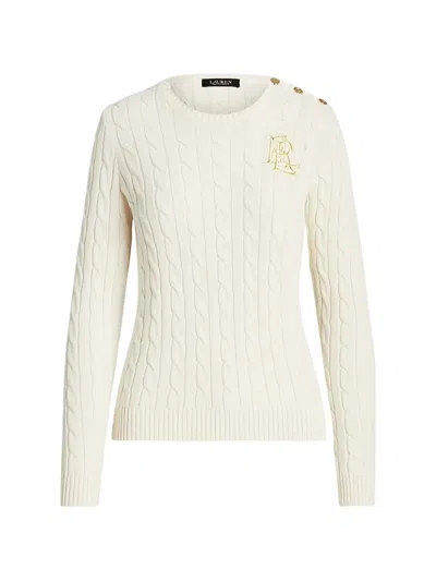 Ralph Lauren Cable-knit Button-detail Sweater In White