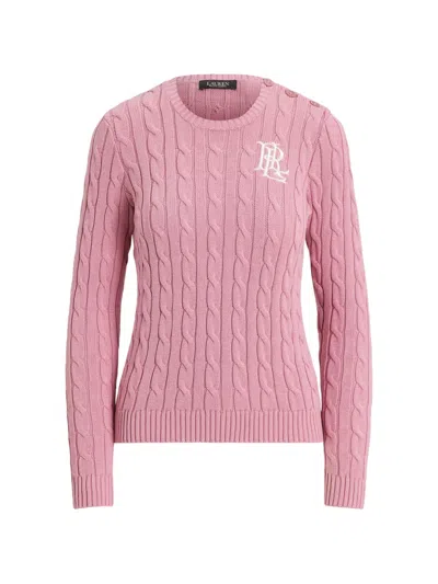 Ralph Lauren Cable-knit Buttoned Sweater In Pink