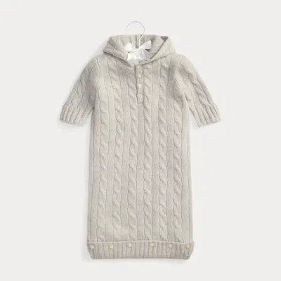 Ralph Lauren Babies' Cable-knit Cashmere Bunting In Heather Grey In Gray