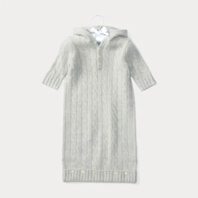 Ralph Lauren Babies' Cable-knit Cashmere Bunting In Light Grey Heather In Gray