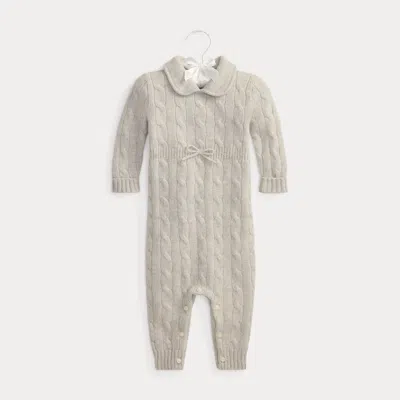 Ralph Lauren Babies' Cable-knit Cashmere Coverall In Lt Grey Heather In Gray