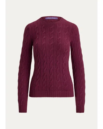 Ralph Lauren Cashmere Cable-knit Slim-fit Crewneck Sweater In Burgundy