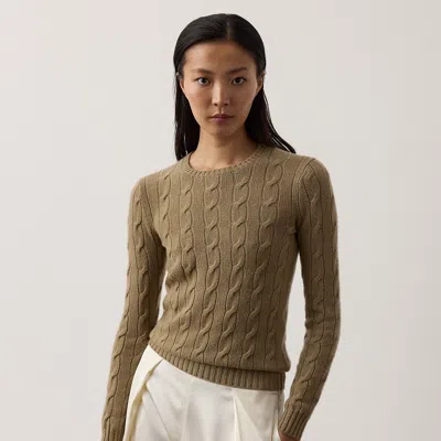 Ralph Lauren Cable-knit Cashmere Crewneck Sweater In Honey In Green