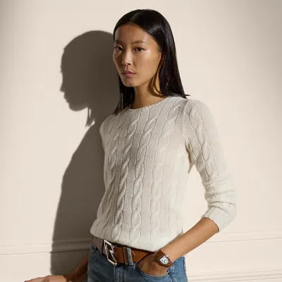Ralph Lauren Cable-knit Cashmere Crewneck Sweater In Lux Cream In Neutral