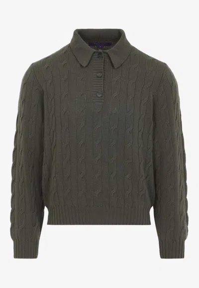 Ralph Lauren Collection Cashmere Long Sleeve Pullover For Women In Green