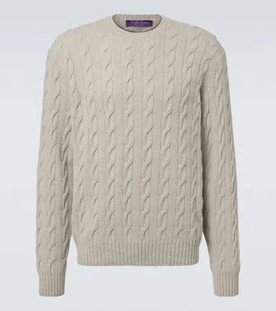 Ralph Lauren Cable-knit Cashmere Sweater In Champagne Melange In Neutral