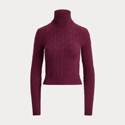 Ralph Lauren Cable-knit Cashmere Turtleneck Sweater In Carmine In Purple