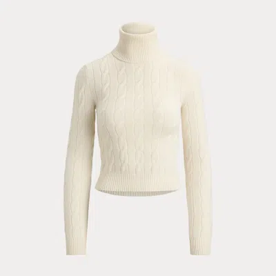 Ralph Lauren Cable-knit Cashmere Turtleneck Sweater In Lux Cream