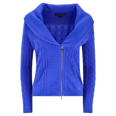 Pre-owned Ralph Lauren Cable-knit Cashmere Zipped Jumper In Purple