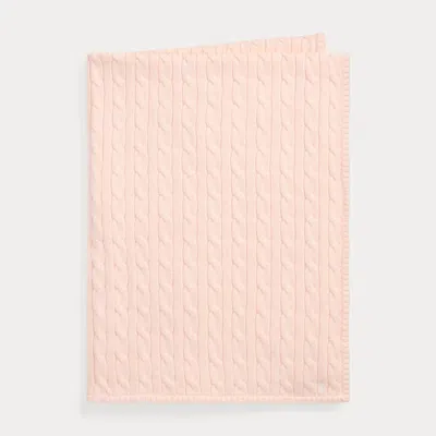 Ralph Lauren Cable-knit Cotton Baby Blanket In Morning Pink