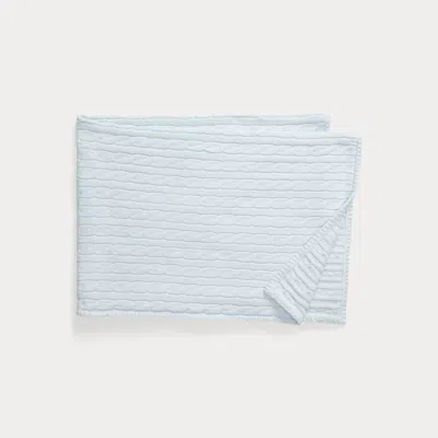 Ralph Lauren Cable-knit Cotton Baby Blanket In Pearl Blue