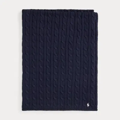 Ralph Lauren Cable-knit Cotton Baby Blanket In Rl Navy In Blue