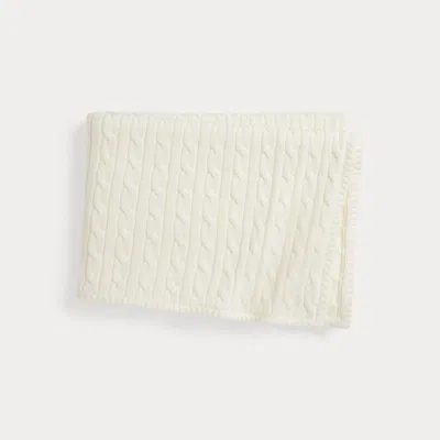 Ralph Lauren Cable-knit Cotton Baby Blanket In Trophy Cream In White