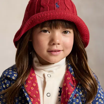 Ralph Lauren Kids' Cable-knit Cotton Bucket Hat In Camden Red