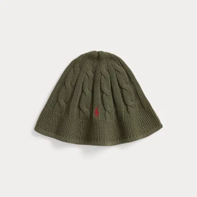Ralph Lauren Kids' Cable-knit Cotton Bucket Hat In Cruise Olive In Green
