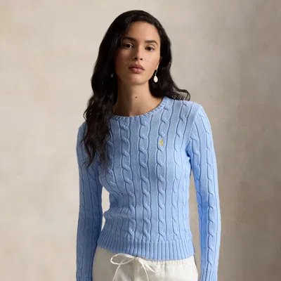 Polo Ralph Lauren Cable-knit Cotton Crewneck Sweater In Baby Blue