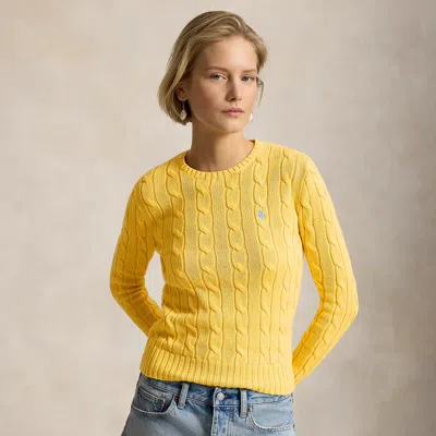 Polo Ralph Lauren Cable-knit Cotton Crewneck Sweater In Beach Yellow