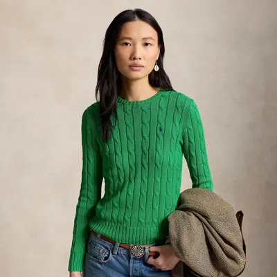 Polo Ralph Lauren Cable-knit Cotton Crewneck Sweater In Preppy Green