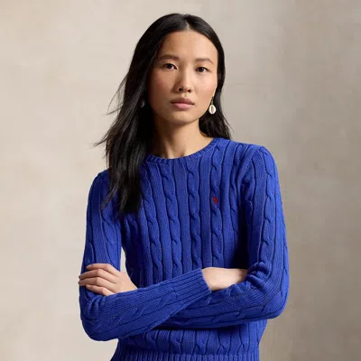 Polo Ralph Lauren Cable-knit Cotton Crewneck Sweater In Rugby Royal In Blue