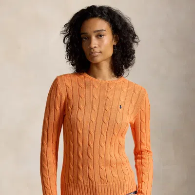 Polo Ralph Lauren Cable-knit Cotton Crewneck Sweater In Sun Orange