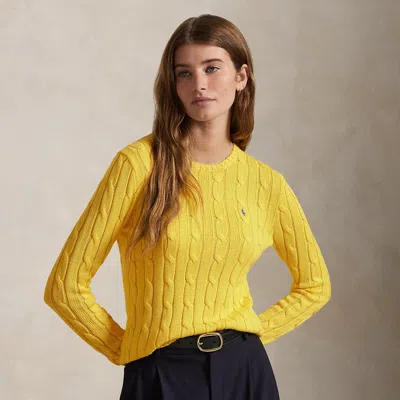 Polo Ralph Lauren Cable-knit Cotton Crewneck Sweater In Trainer Yellow