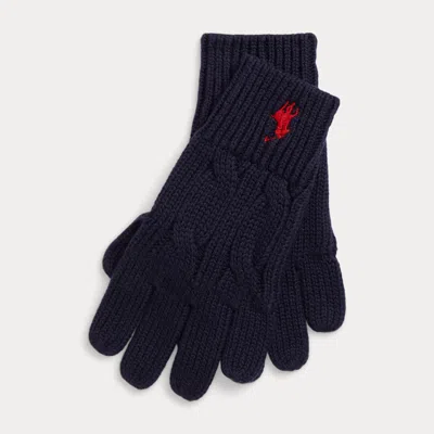 Ralph Lauren Cable-knit Cotton Glove In Rl Navy
