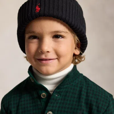 Ralph Lauren Cable-knit Cotton Hat In Polo Black