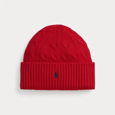 Ralph Lauren Cable-knit Cotton Hat In Rl Red