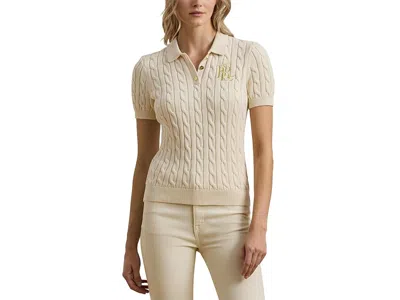 Ralph Lauren Cable-knit Cotton Polo Sweater In Neutral