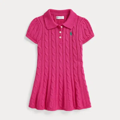 Ralph Lauren Babies' Cable-knit Cotton Polo Sweater Dress In College Pink