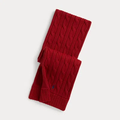 Ralph Lauren Kids' Cable-knit Cotton Scarf In Camden Red