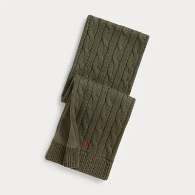 Ralph Lauren Kids' Cable-knit Cotton Scarf In Cruise Olive In Green