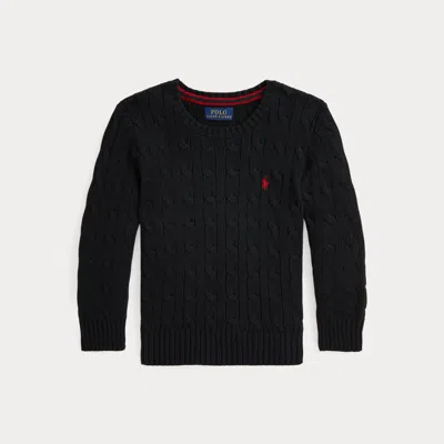 Ralph Lauren Kids' Cable-knit Cotton Sweater In Polo Black