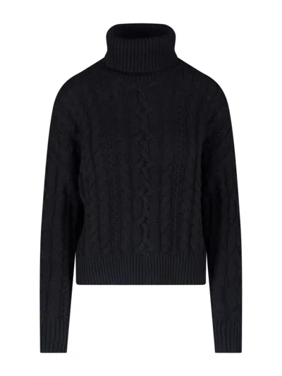 Ralph Lauren Cable-knit Cotton Turtleneck In Black