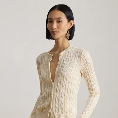 Ralph Lauren Cable-knit Cotton-blend Cardigan In Mascarpone Cream