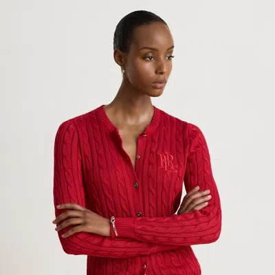 Ralph Lauren Cable-knit Cotton-blend Cardigan In Ralph Red