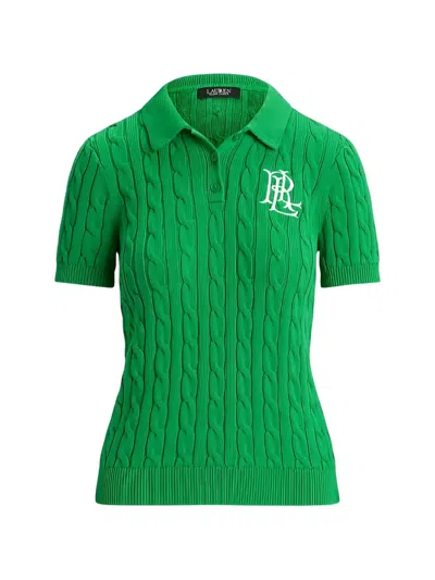 Ralph Lauren Cable-knit Cotton-polo Sweater In Green