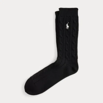 Polo Ralph Lauren Cable-knit Crew Socks In Black