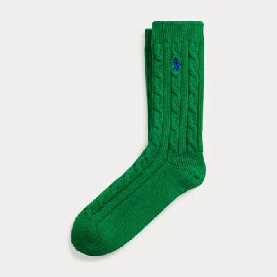 Polo Ralph Lauren Cable-knit Crew Socks In College Green