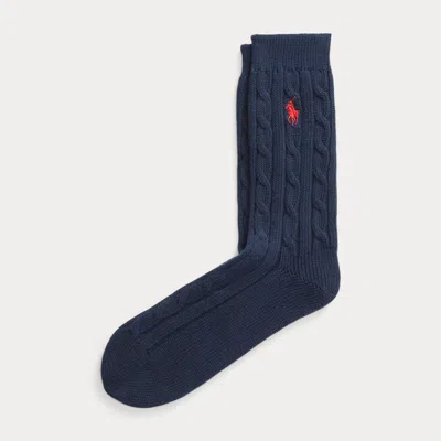 Polo Ralph Lauren Cable-knit Crew Socks In Navy In Blue