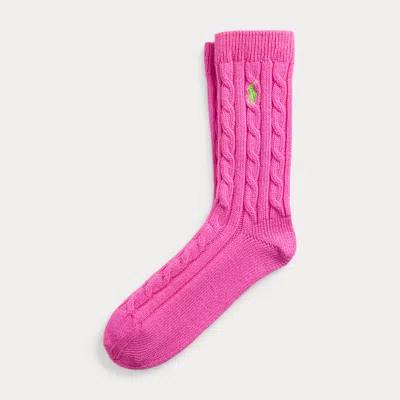 Polo Ralph Lauren Cable-knit Crew Socks In Pink