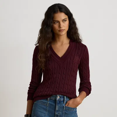 Ralph Lauren Cable-knit Cricket Sweater In Dark Garnet