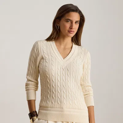 Ralph Lauren Cable-knit Cricket Sweater In Mascarpone Cream In Neutral